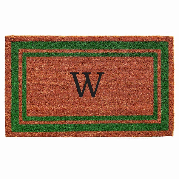 Calloway Mills Monogram Door Mat, Natural, Green, 18 in W x 30 in L 153011830W - main